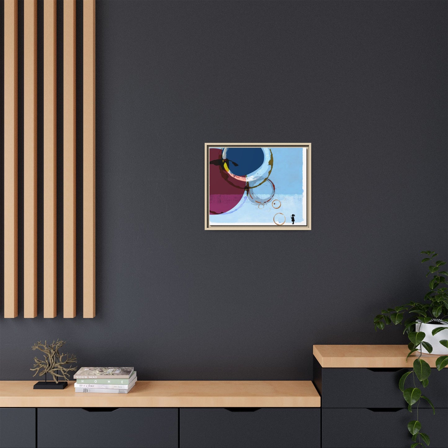 Abstract Coffee Stain Circles - Matte Canvas Print (Framed)