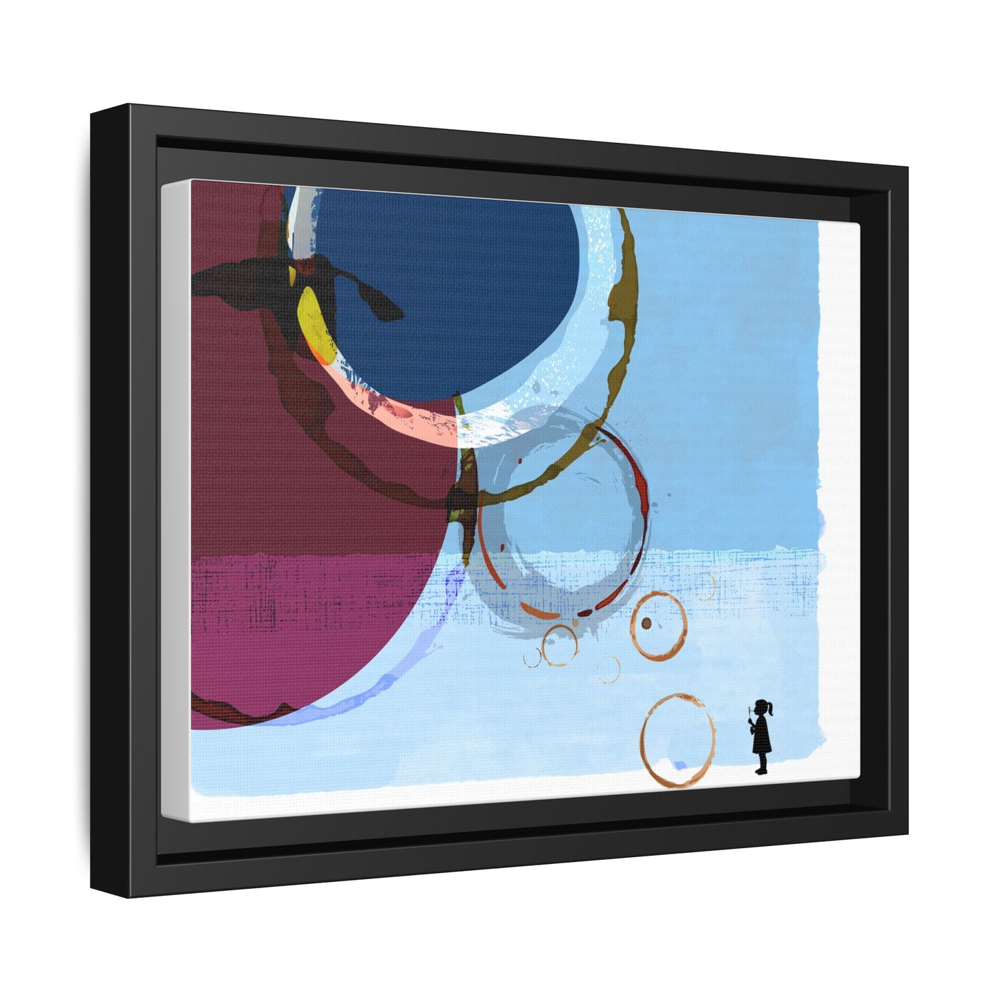 Abstract Coffee Stain Circles - Matte Canvas Print (Framed)