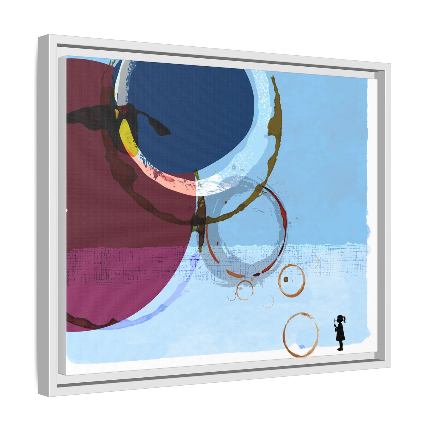 Abstract Coffee Stain Circles - Matte Canvas Print (Framed)