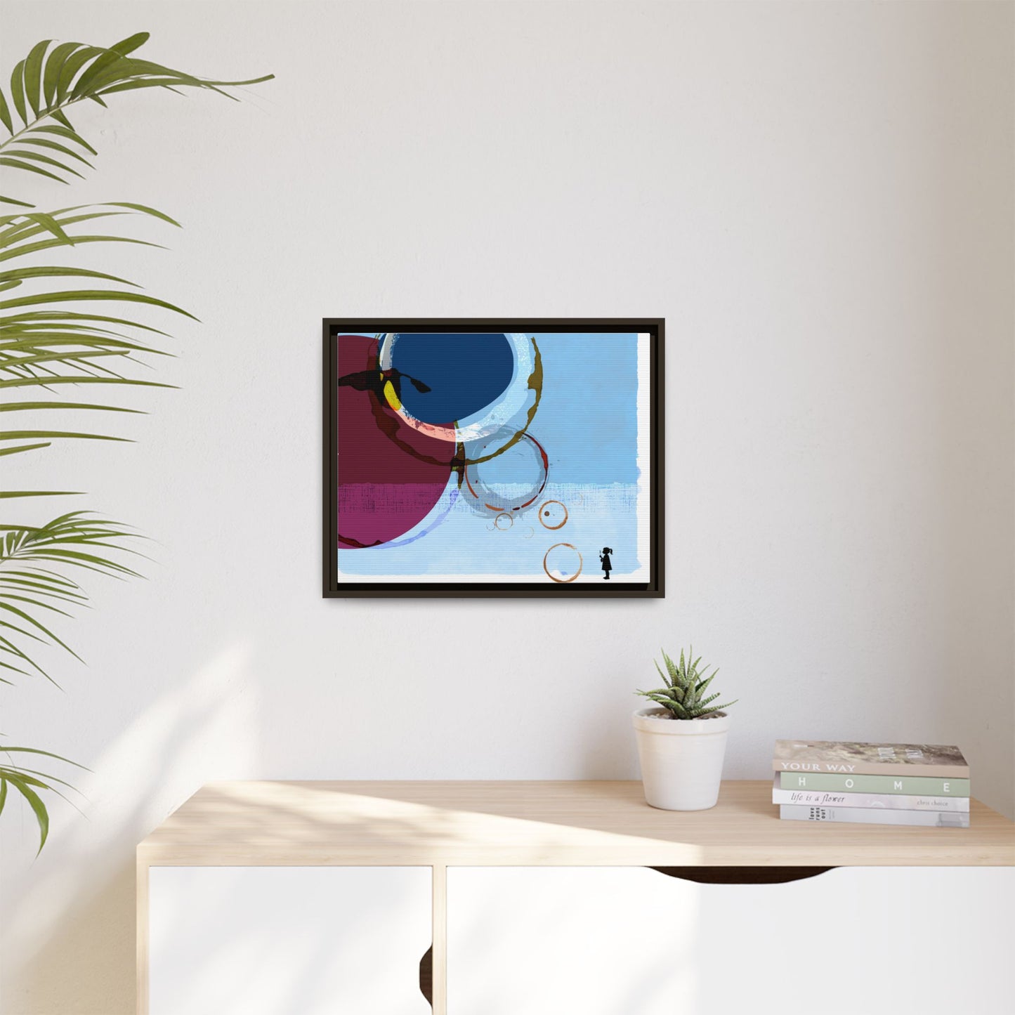 Abstract Coffee Stain Circles - Matte Canvas Print (Framed)