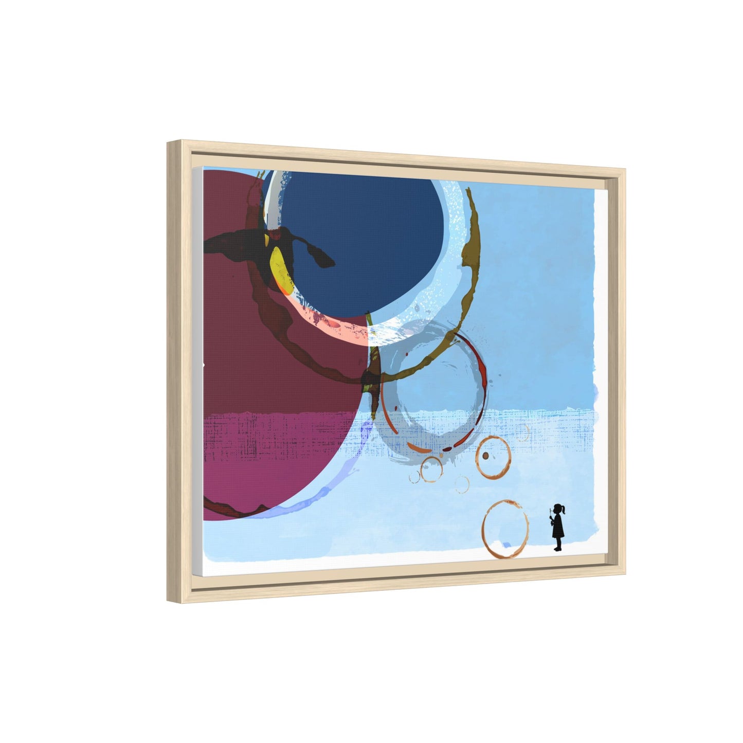 Abstract Coffee Stain Circles - Matte Canvas Print (Framed)