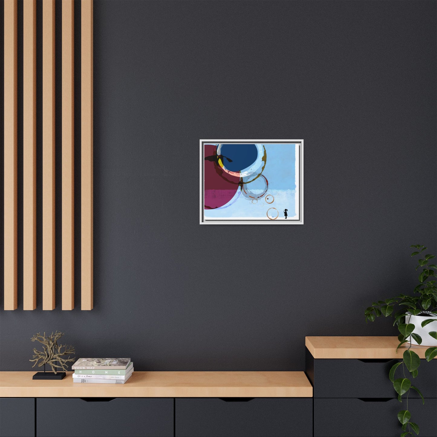 Abstract Coffee Stain Circles - Matte Canvas Print (Framed)