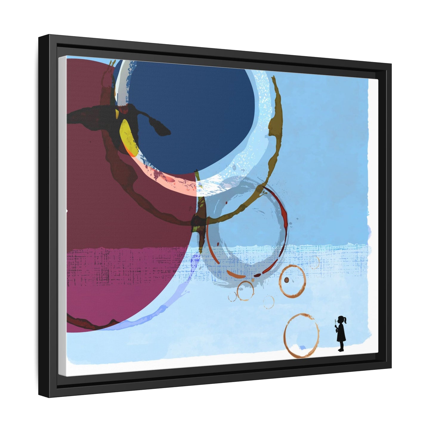 Abstract Coffee Stain Circles - Matte Canvas Print (Framed)