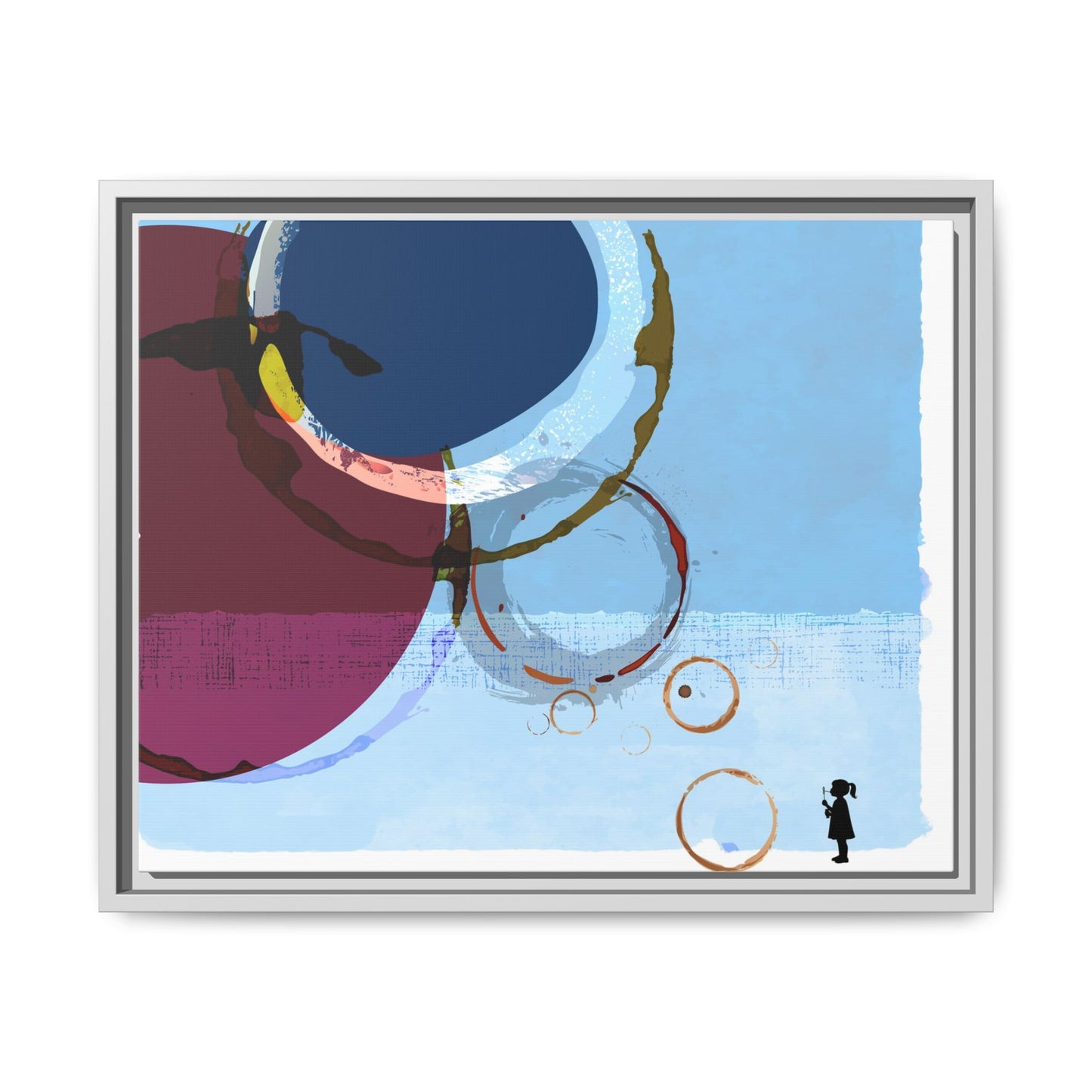 Abstract Coffee Stain Circles - Matte Canvas Print (Framed)