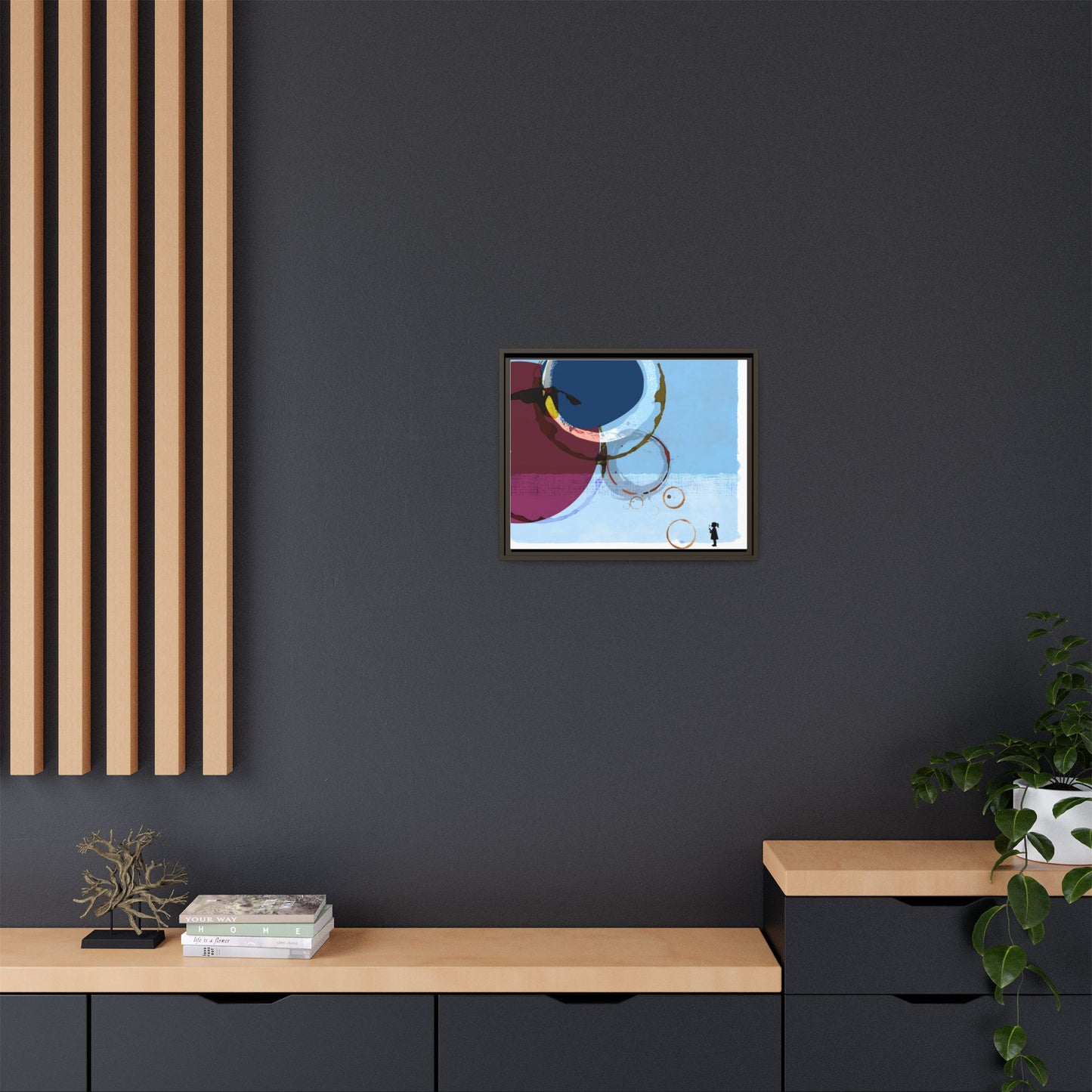 Abstract Coffee Stain Circles - Matte Canvas Print (Framed)