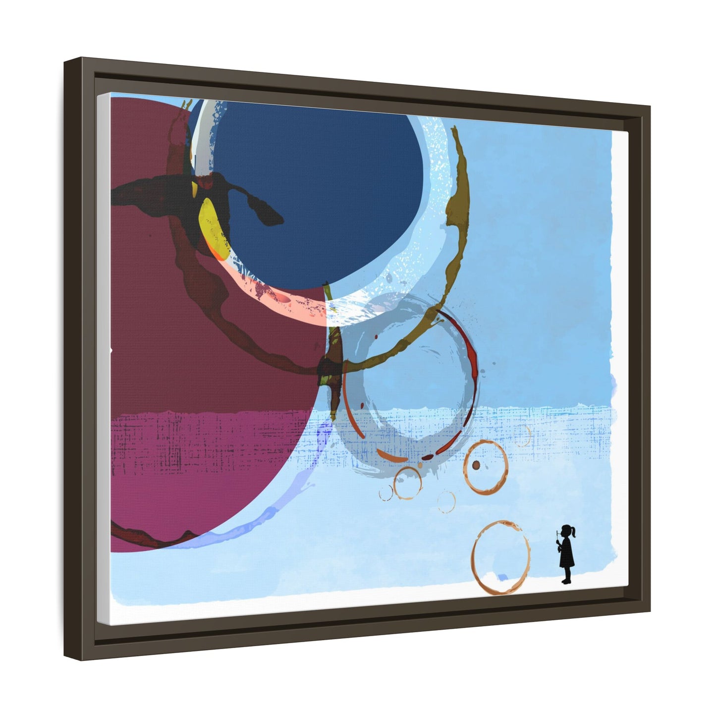 Abstract Coffee Stain Circles - Matte Canvas Print (Framed)