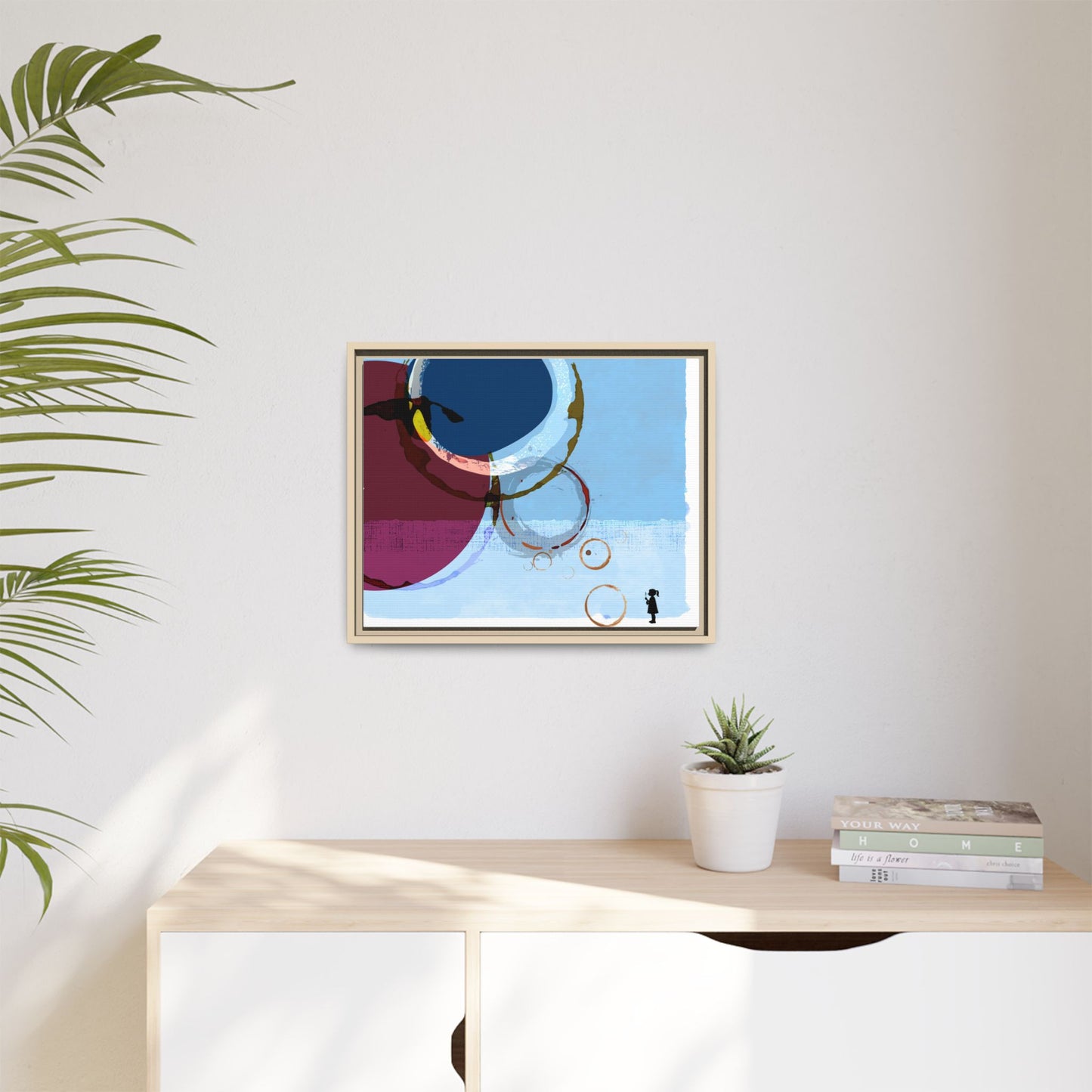 Abstract Coffee Stain Circles - Matte Canvas Print (Framed)